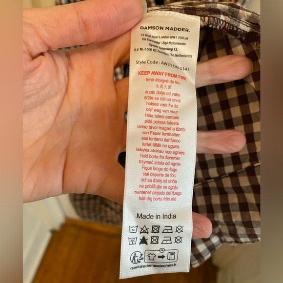 Damson Madder Dakota Brown Plaid bow midi dress size UK 10/US 6 - Picture 6 of 7